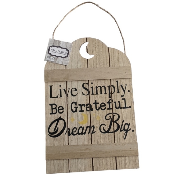 🔖 NWT! Hanging Wall Plaque - Live Simply. Be Grateful. Dream Big. - Picture 9 of 9